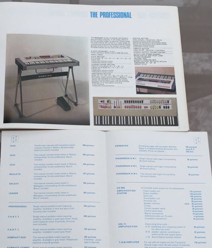 Farfisa-Late 60s colour brochure, pricelist
